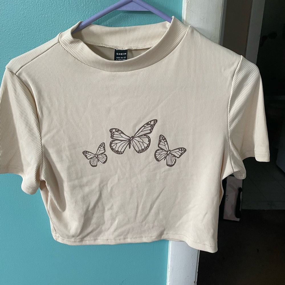 Shien butterfly crop baby tee
